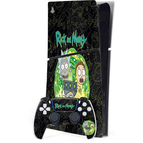 Adult Swim Rick and Morty Portal Travel PS5 Slim Digital Edition Console Skin